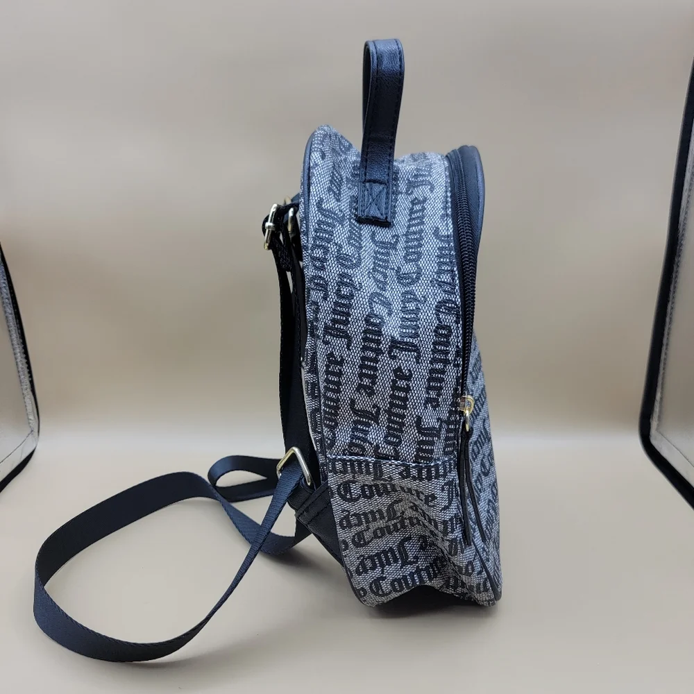 Juicy Couture Goth Stat Black Our Zip Says It All Backpack Black Grey Straps New